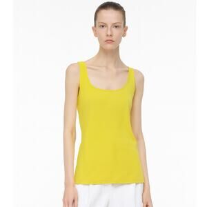 Eileen Fisher Pure Organic Cotton Tank Top Yellow Scoop Neck Size L